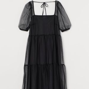 NWT H&M black mesh midi dress